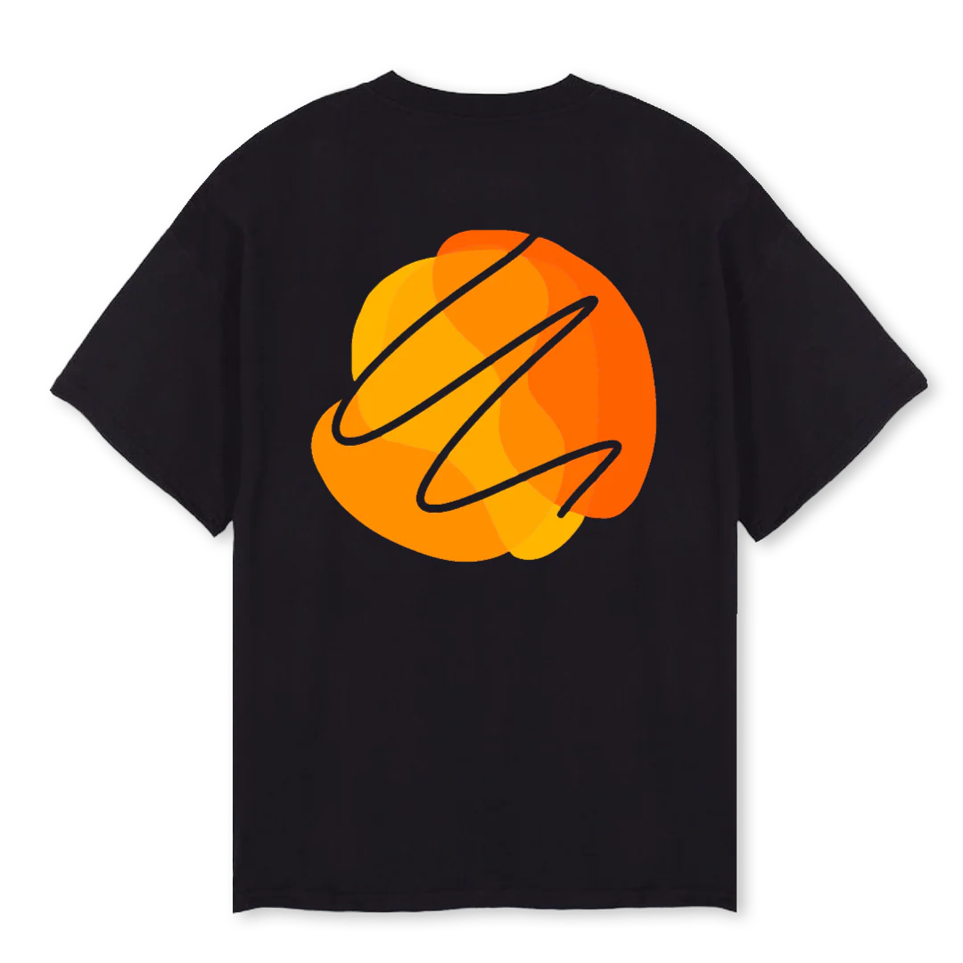USUAL DAY ORANGE Black Oversized Tee. - Image 2