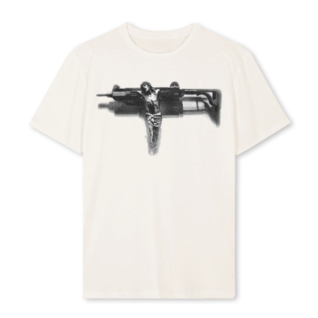 UZIJESUS Vintage White Regular Tee.