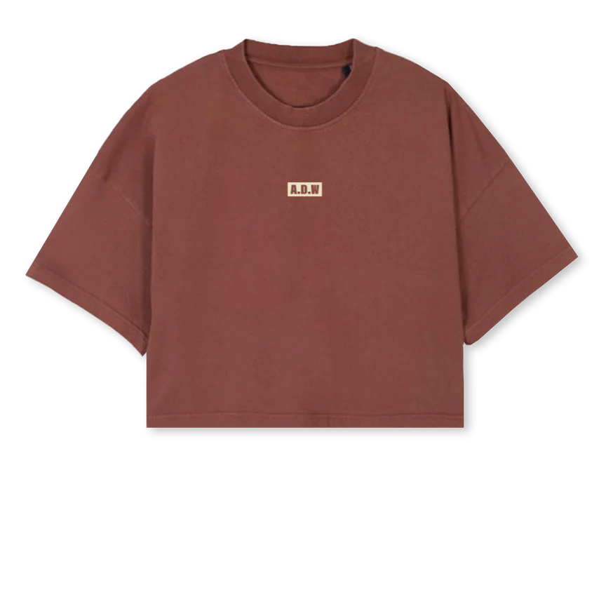 ADWBOXLOGOBG Vintage Brown Cropped Oversized Tee