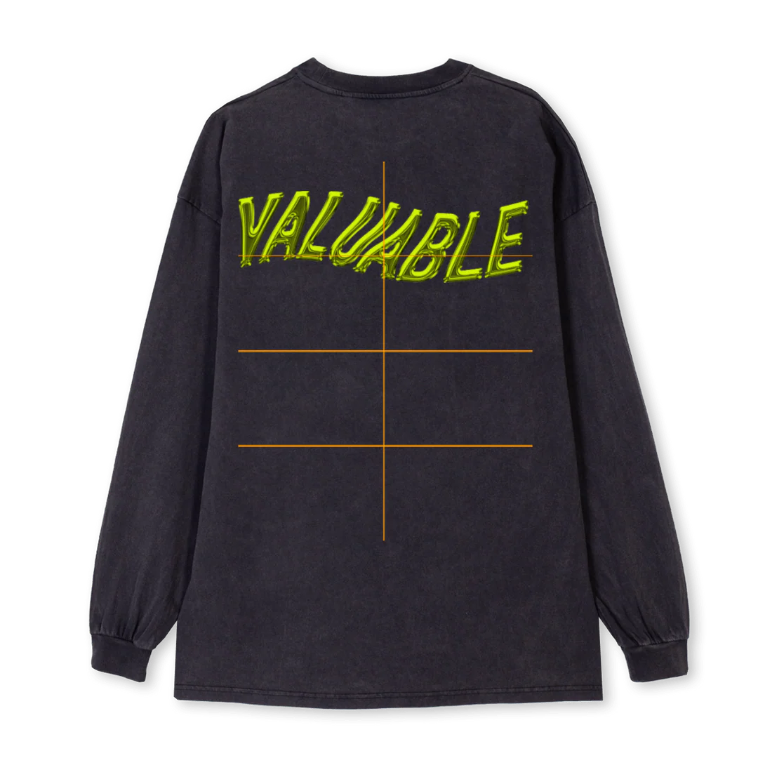 VALUABLEB Vintage Black Oversized LS Tee.