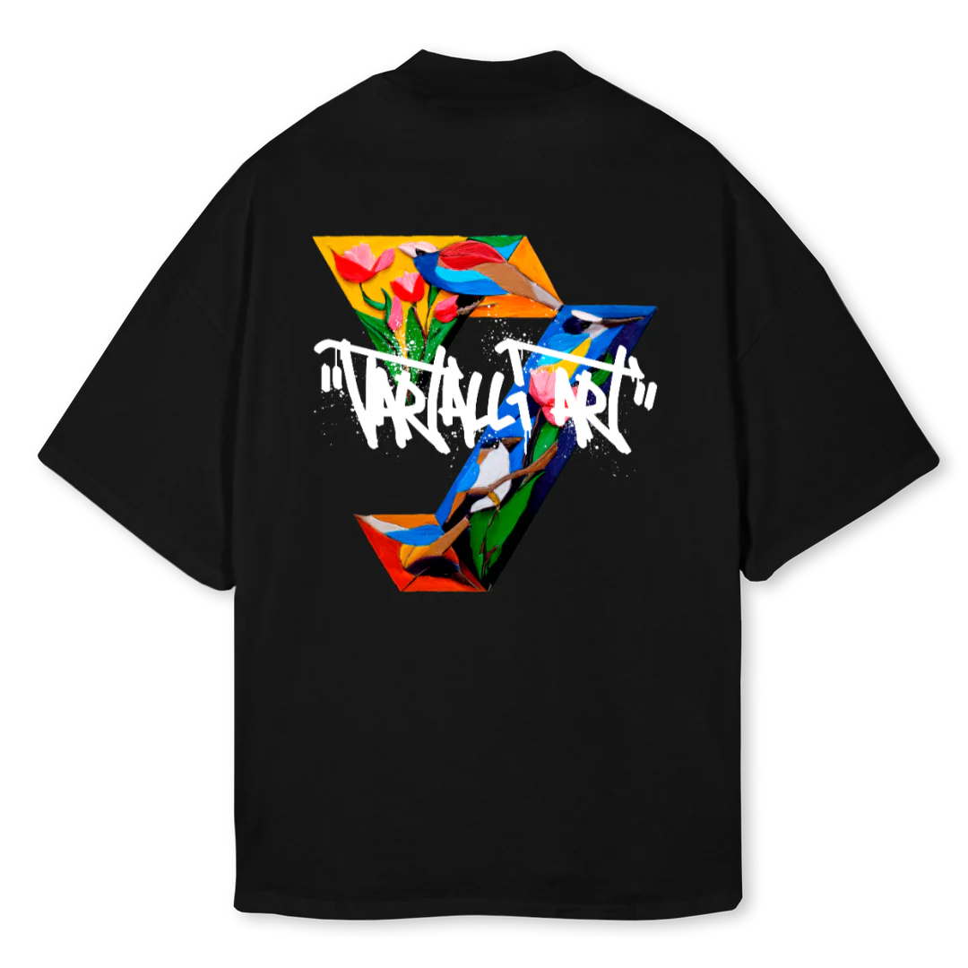 VARTALLIARTBLCK Black Oversized Mock Neck Tee. - Image 2