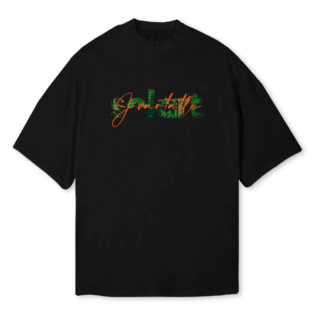 VARTALLIXRENDHER Black Oversized Mock Neck Tee.