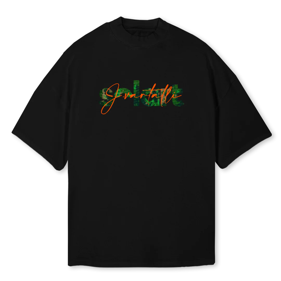 VARTALLIXVITOUK Black Oversized Mock Neck Tee.
