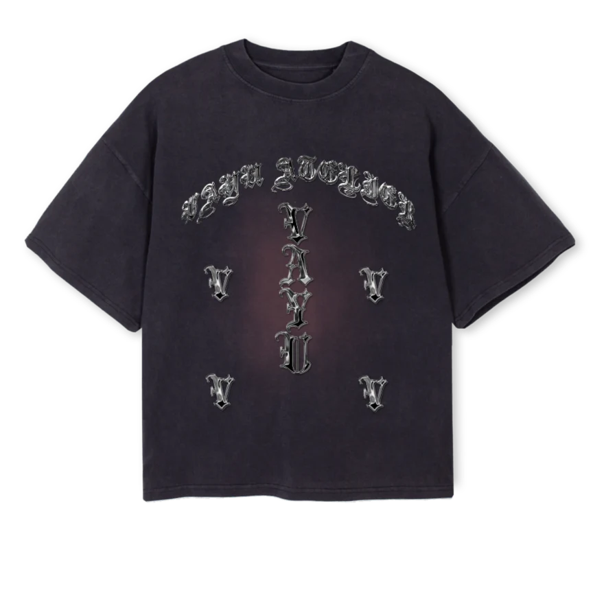VAYU Vintage Black Oversized Boxy Tee.