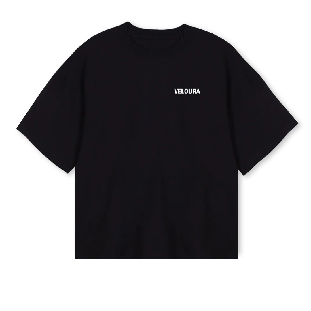 VELOURASPORTSTEEOG Black Oversized Boxy Tee.