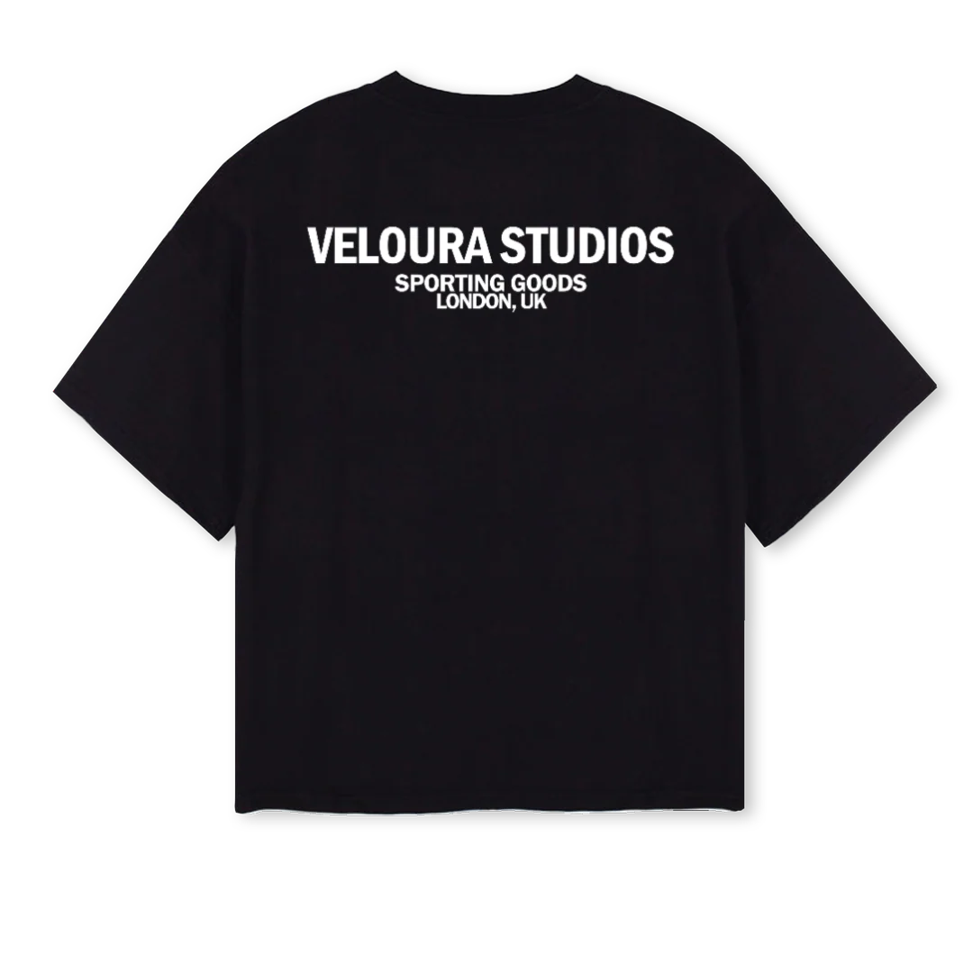 VELOURASPORTSTEEOG Black Oversized Boxy Tee. - Image 2