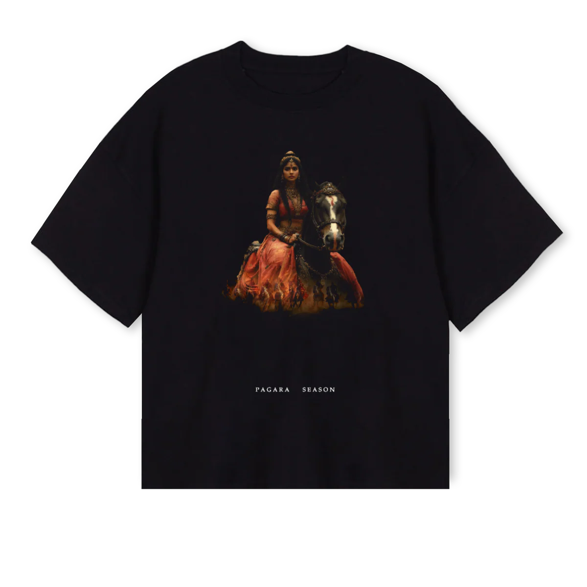 VELUNACHIYAR Black Oversized Boxy Tee.