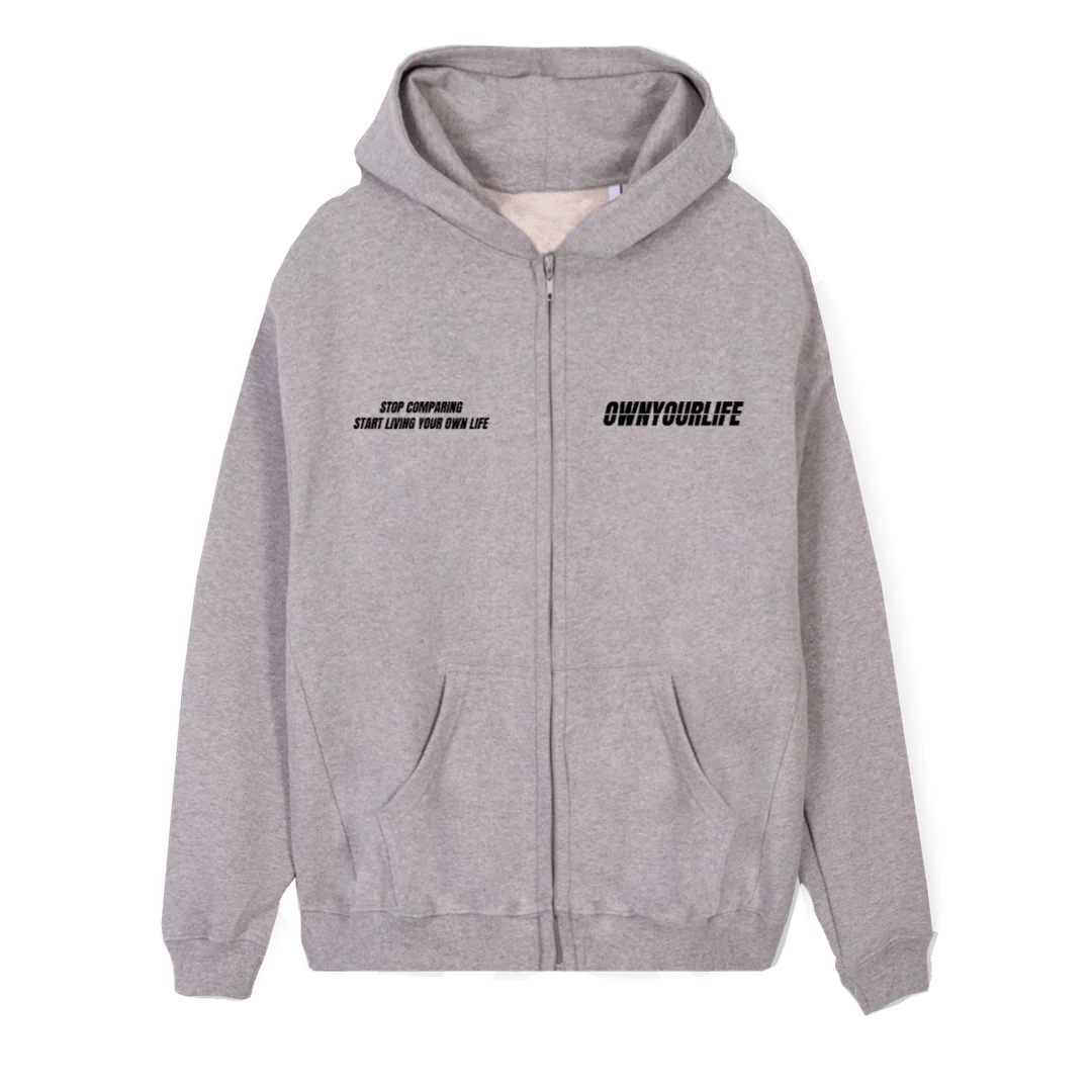 VEST Grey Marl Regular Zipped Hoodie.