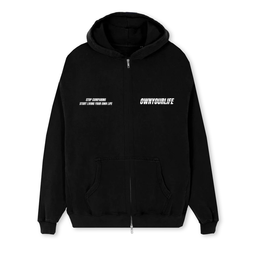 VEST SCSL Black Regular Zipped Hoodie.