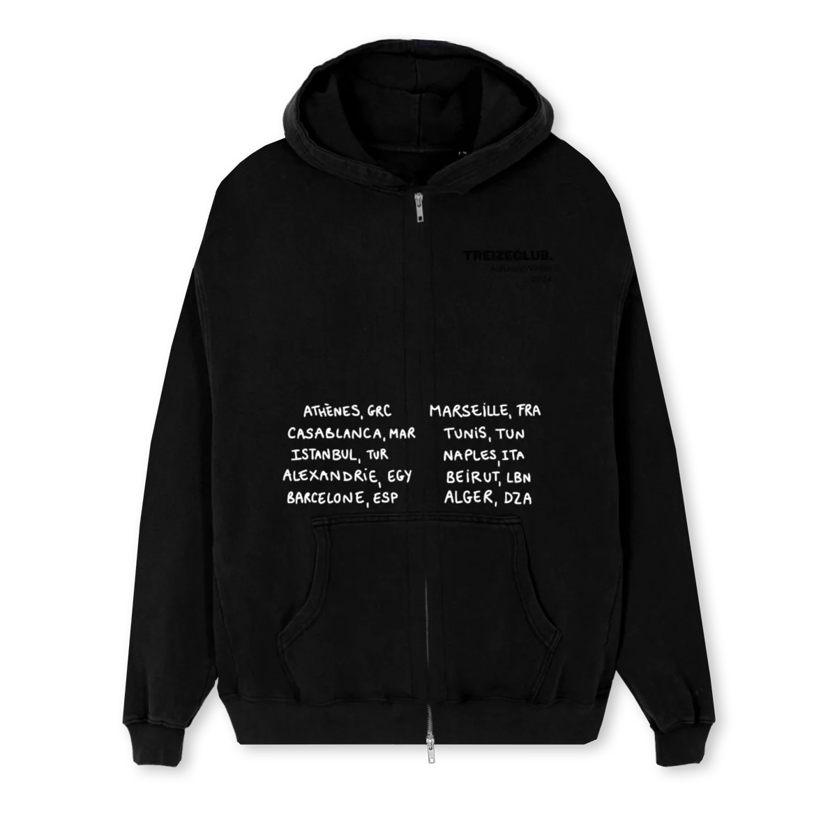 VESTEZIPTREIZECLUB Black Regular Zipped Hoodie.