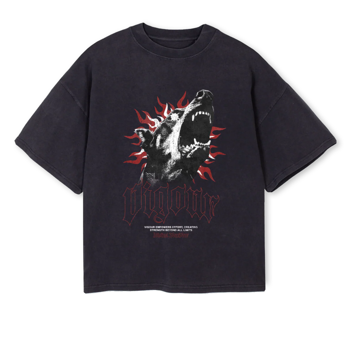 VIGOUR VINBLK Vintage Black Oversized Boxy Tee.