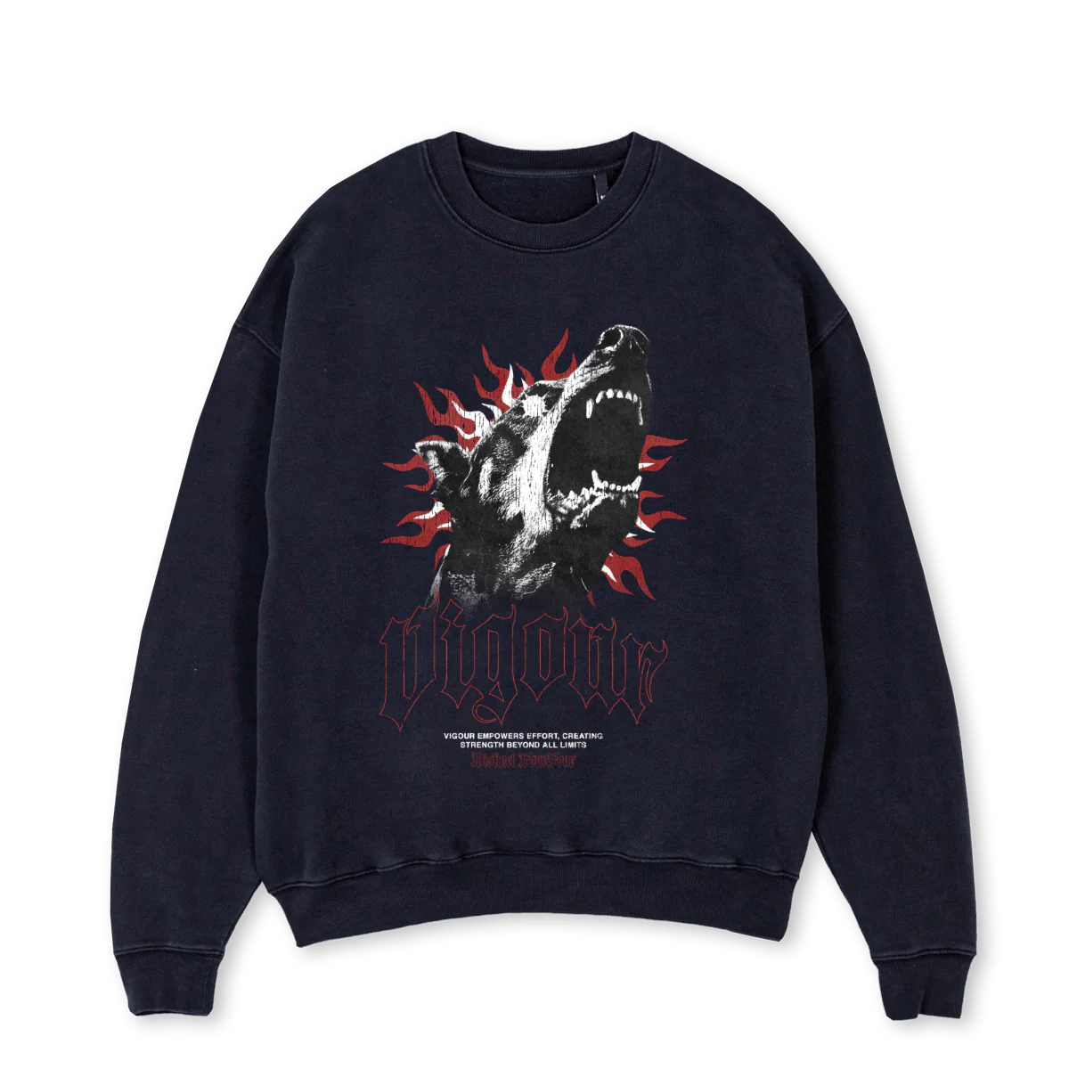 VIGOUR VINBLKSWEAT Vintage Black Oversized Crewneck Sweater.
