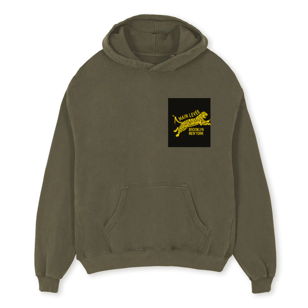 VINOLIVEBROOKLYNTIG Vintage Olive Oversized Hoodie.