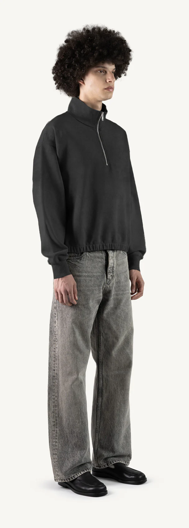 Vintage Black Oversized Boxy 1/4-Zip Sweater. - Image 3