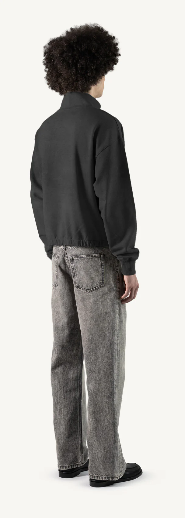 Vintage Black Oversized Boxy 1/4-Zip Sweater. - Image 5