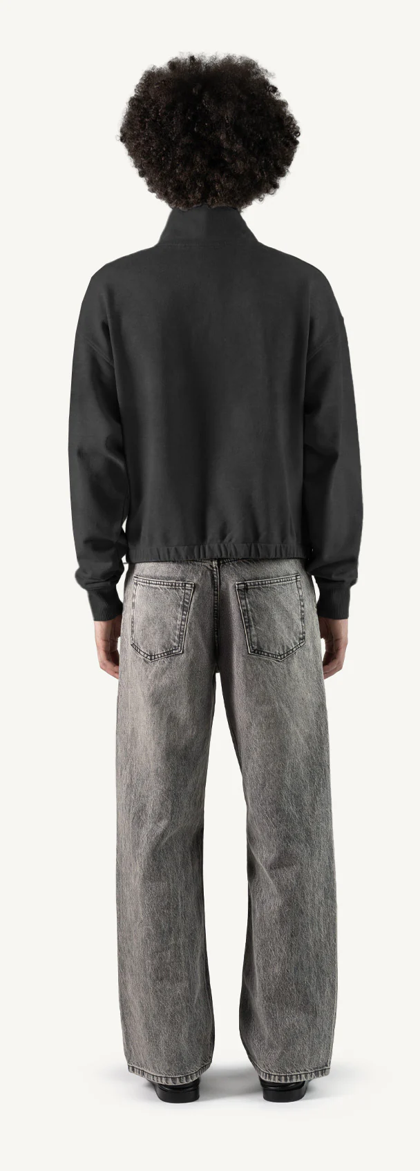 Vintage Black Oversized Boxy 1/4-Zip Sweater. - Image 6