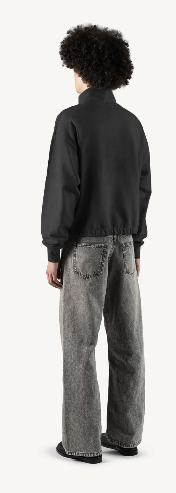 Vintage Black Oversized Boxy 1/4-Zip Sweater. - Image 7