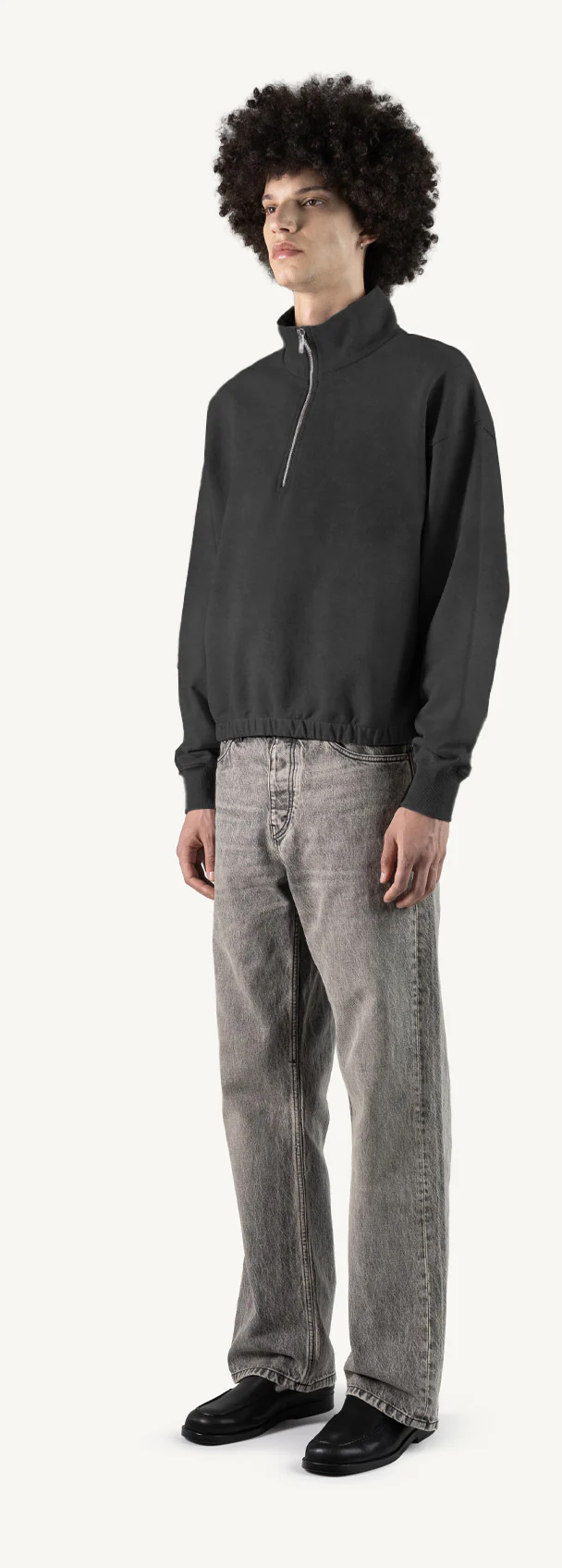 Vintage Black Oversized Boxy 1/4-Zip Sweater. - Image 9