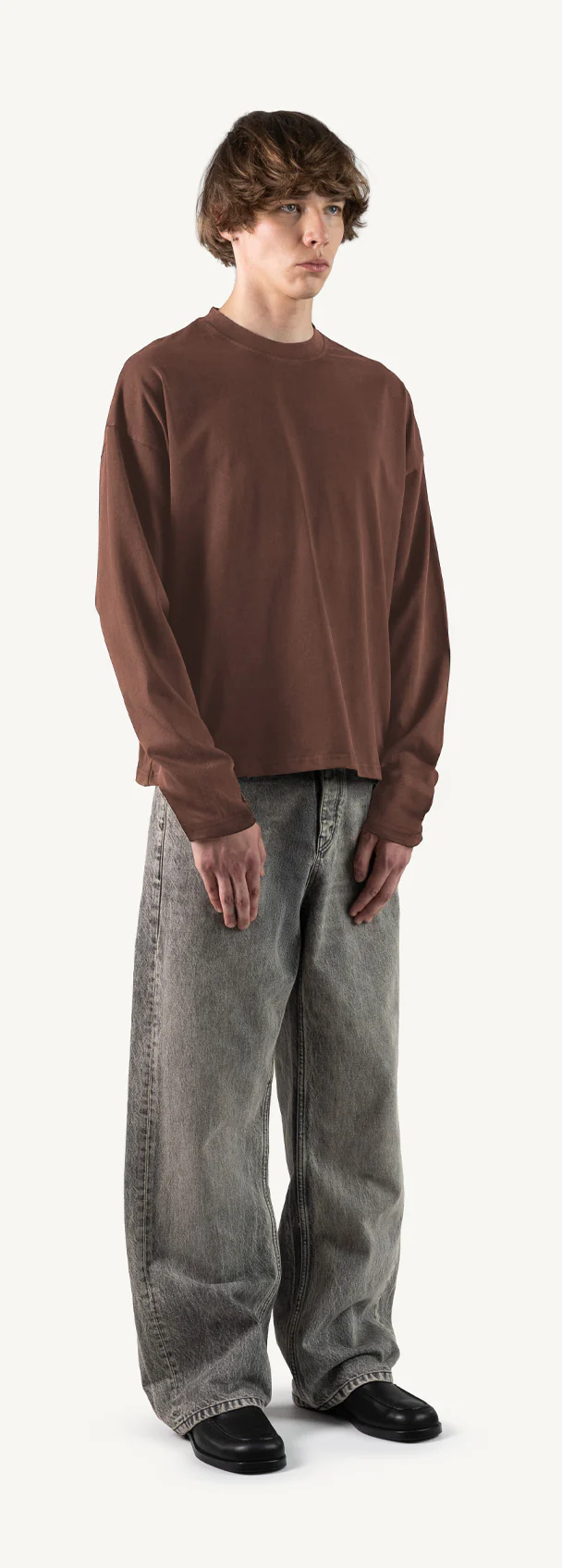 Vintage Brown Oversized Boxy LS Tee. - Image 3