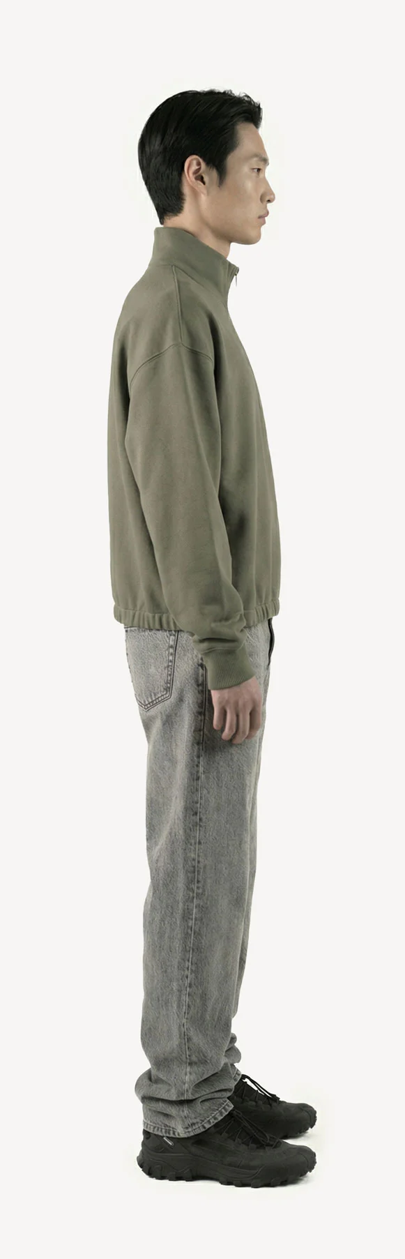 Vintage Olive Oversized Boxy 1/4-Zip Sweater. - Image 4