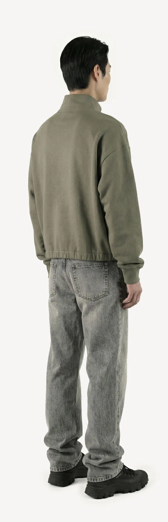 Vintage Olive Oversized Boxy 1/4-Zip Sweater. - Image 5