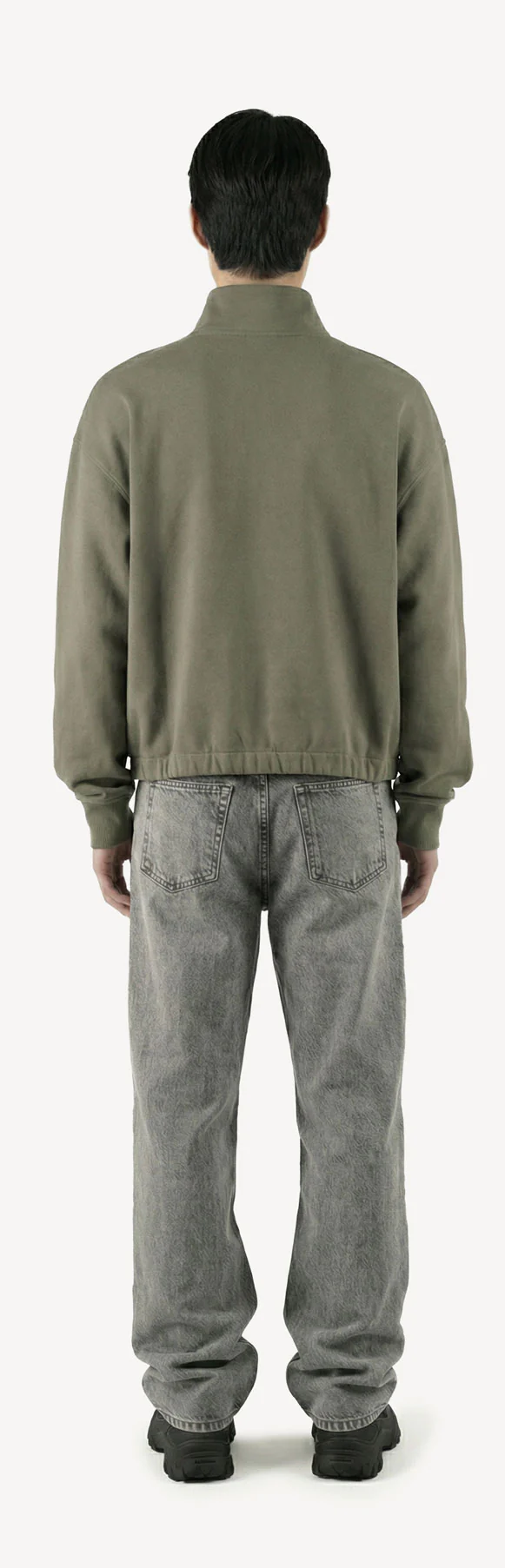 Vintage Olive Oversized Boxy 1/4-Zip Sweater. - Image 6