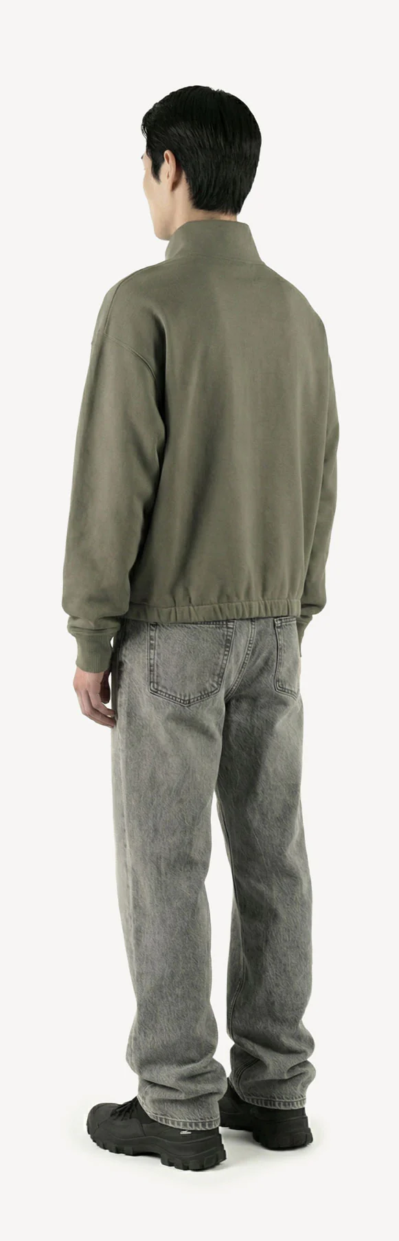 Vintage Olive Oversized Boxy 1/4-Zip Sweater. - Image 7