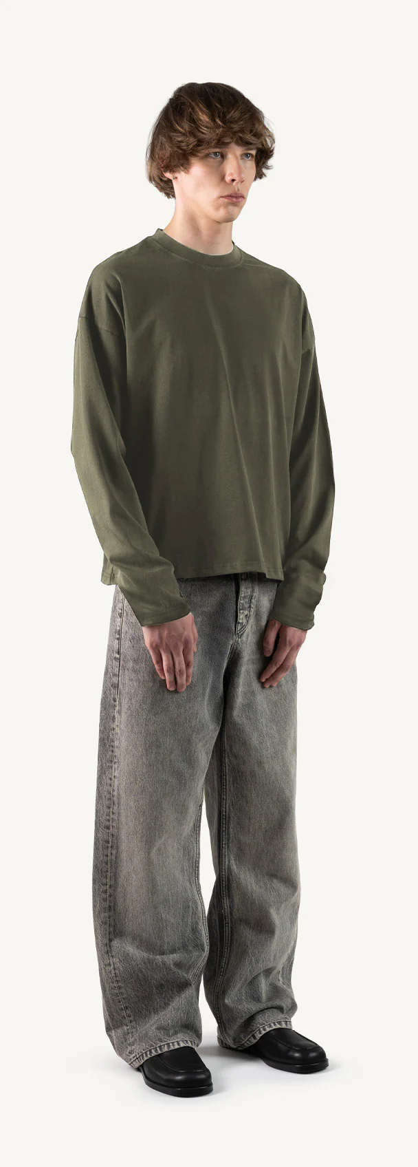 Vintage Olive Oversized Boxy LS Tee. - Image 3