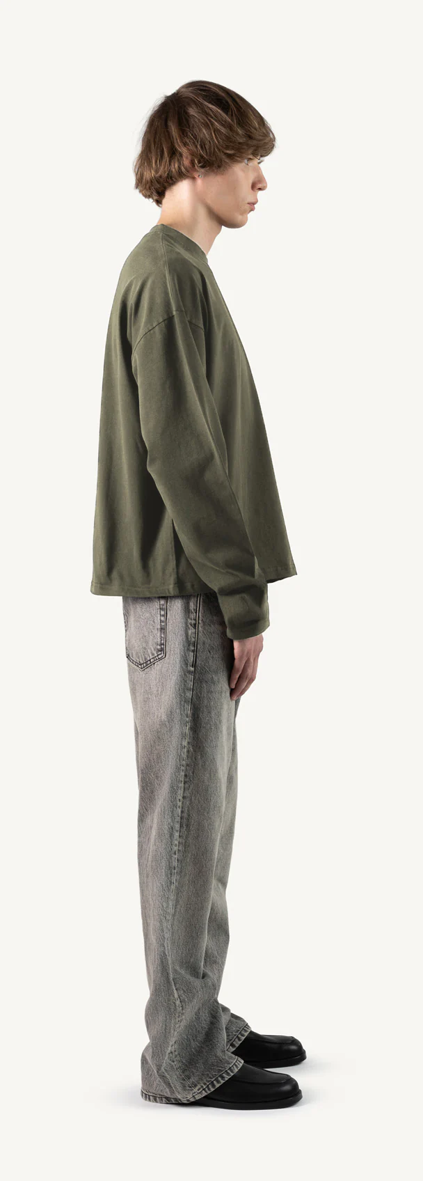 Vintage Olive Oversized Boxy LS Tee. - Image 4