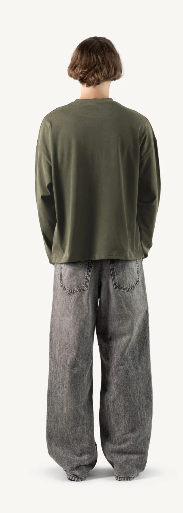 Vintage Olive Oversized Boxy LS Tee. - Image 6