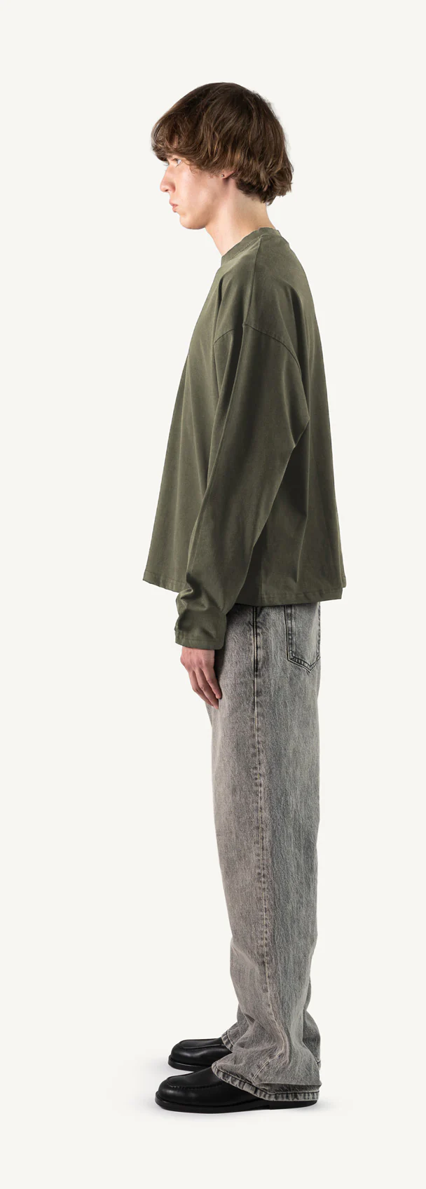 Vintage Olive Oversized Boxy LS Tee. - Image 8
