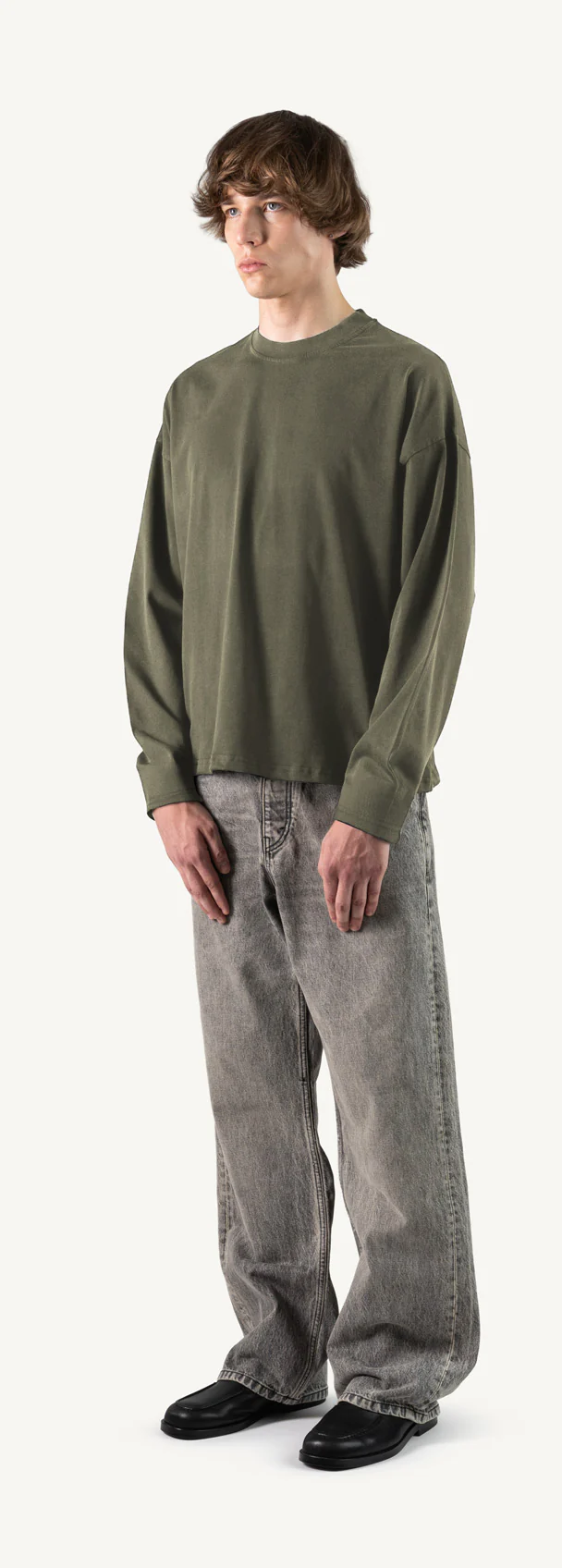 Vintage Olive Oversized Boxy LS Tee. - Image 9