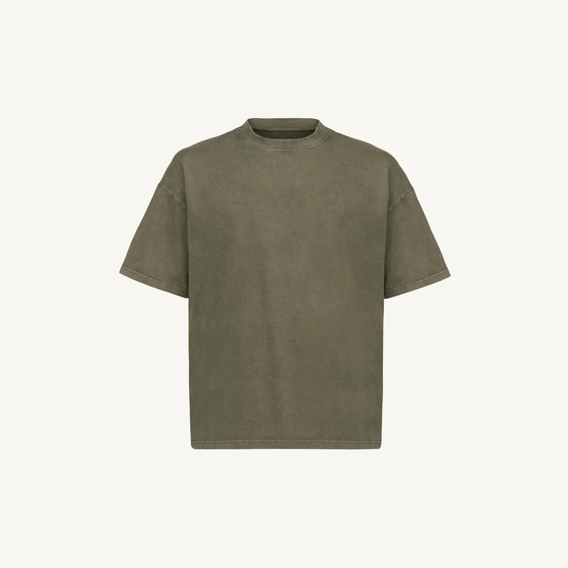 Vintage Olive Oversized Boxy Tee Mockups.