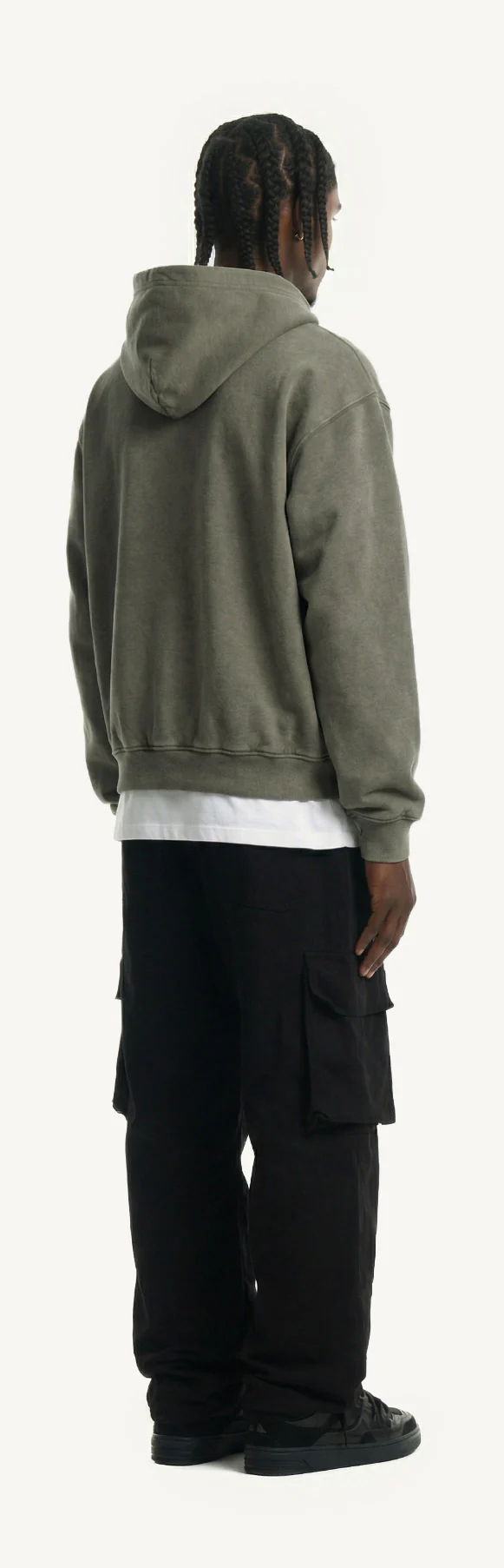 Vintage Olive Oversized Zipped Hoodie. - Image 5