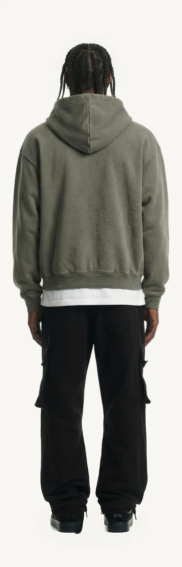 Vintage Olive Oversized Zipped Hoodie. - Image 6