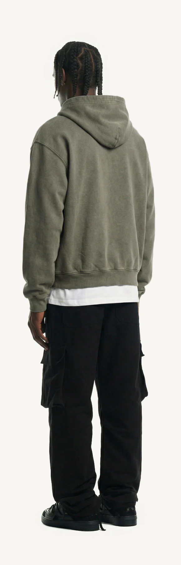 Vintage Olive Oversized Zipped Hoodie. - Image 7