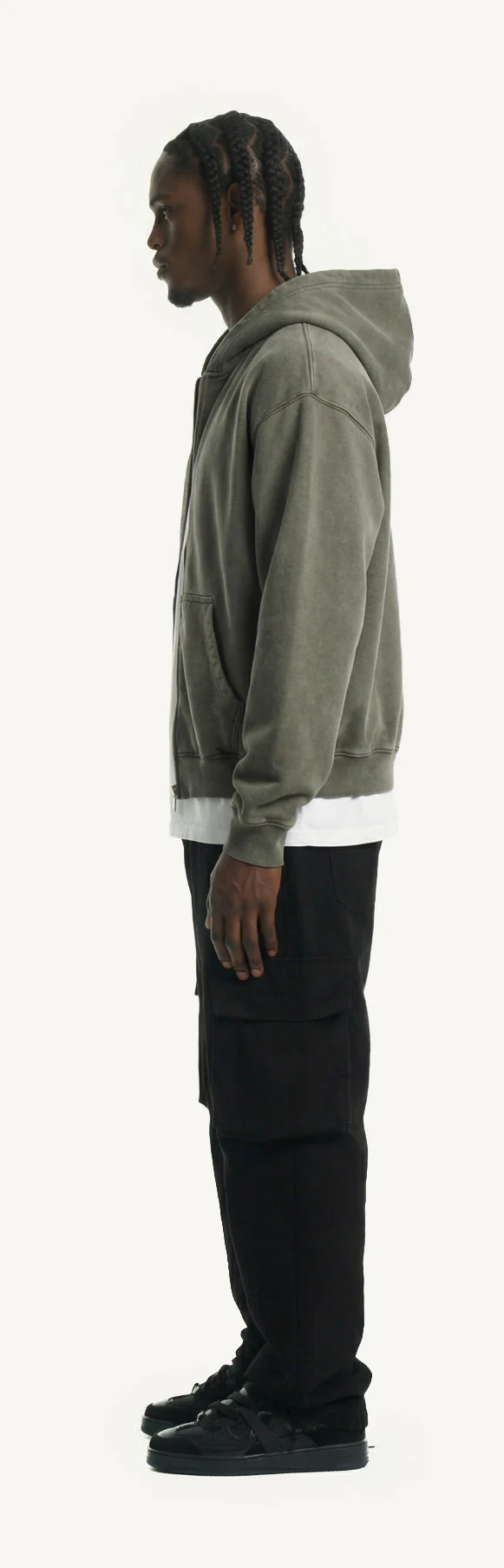 Vintage Olive Oversized Zipped Hoodie. - Image 8