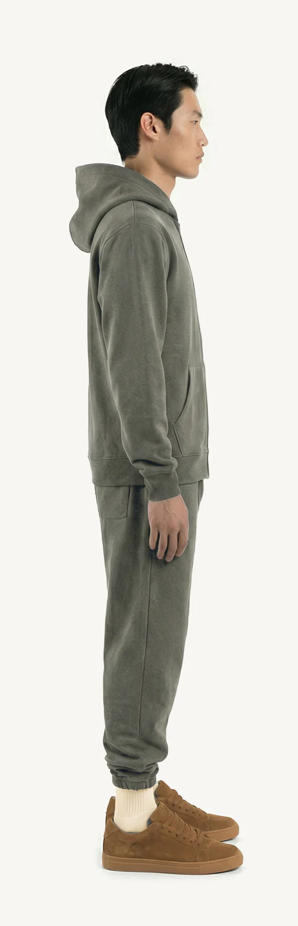 Vintage Olive Regular Zipped Hoodie. - Image 4
