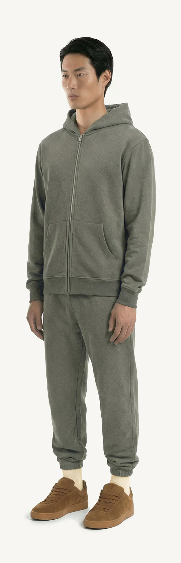 Vintage Olive Regular Zipped Hoodie. - Image 9
