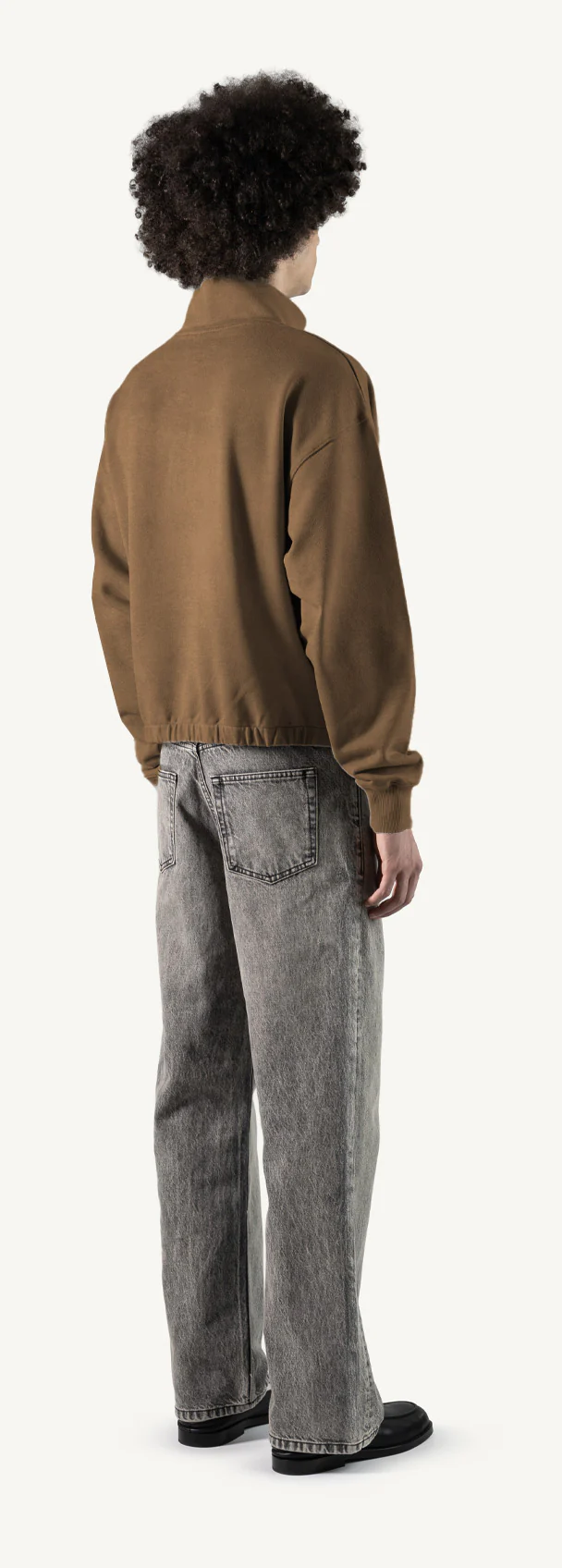 Vintage Tan Oversized Boxy 1/4-Zip Sweater. - Image 5