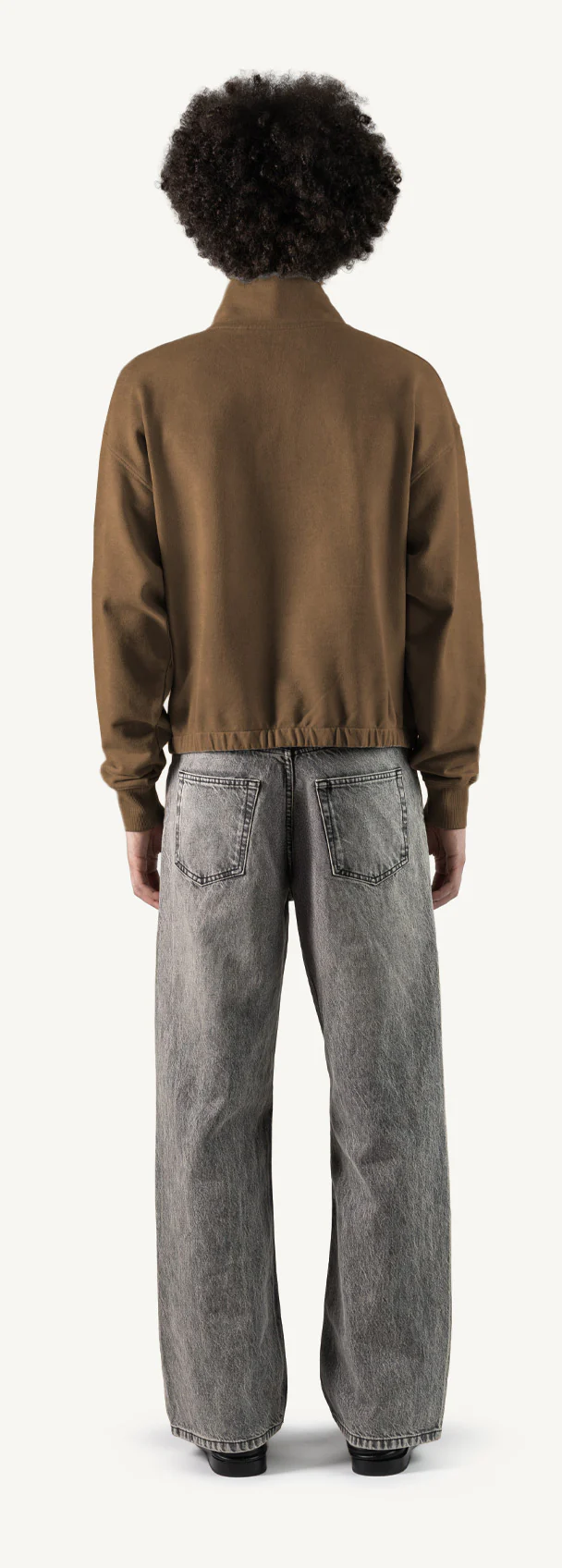 Vintage Tan Oversized Boxy 1/4-Zip Sweater. - Image 6