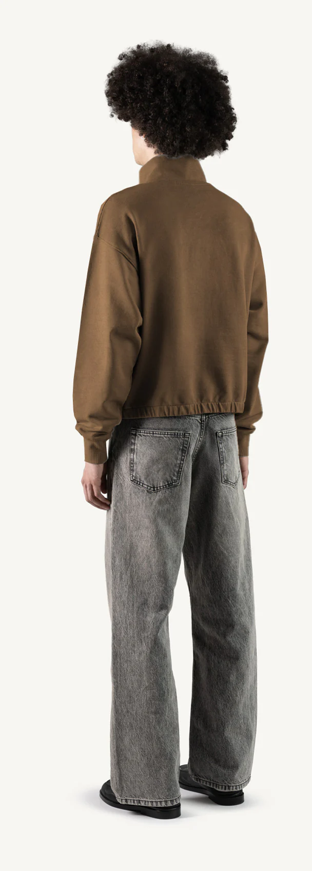 Vintage Tan Oversized Boxy 1/4-Zip Sweater. - Image 7