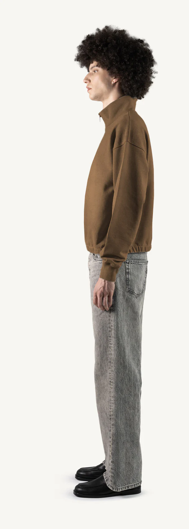 Vintage Tan Oversized Boxy 1/4-Zip Sweater. - Image 8