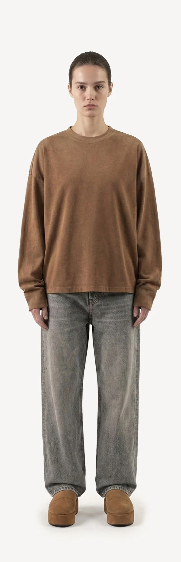 Vintage Tan Oversized Boxy LS Tee. - Image 10