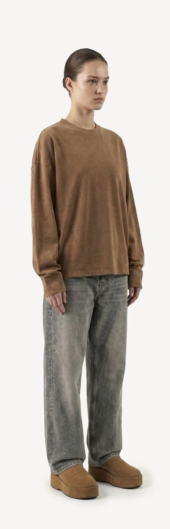 Vintage Tan Oversized Boxy LS Tee. - Image 11