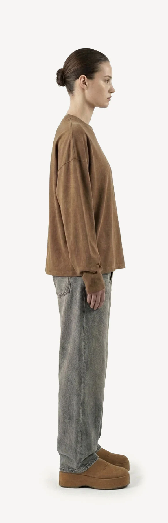 Vintage Tan Oversized Boxy LS Tee. - Image 12