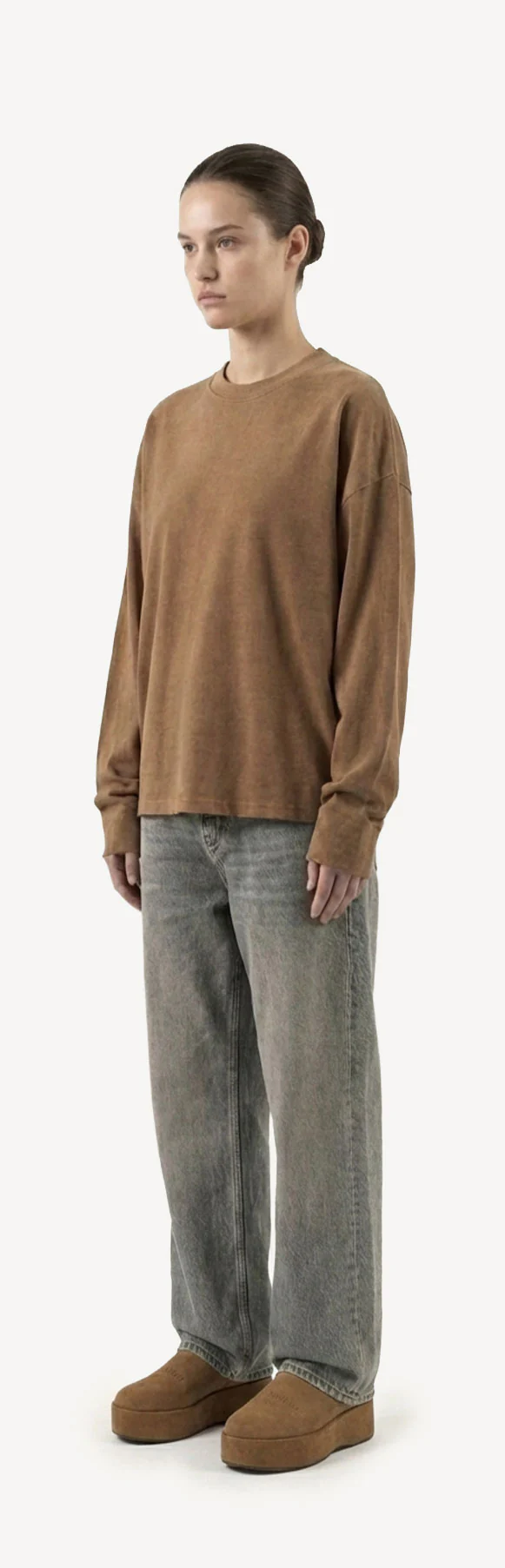 Vintage Tan Oversized Boxy LS Tee. - Image 17
