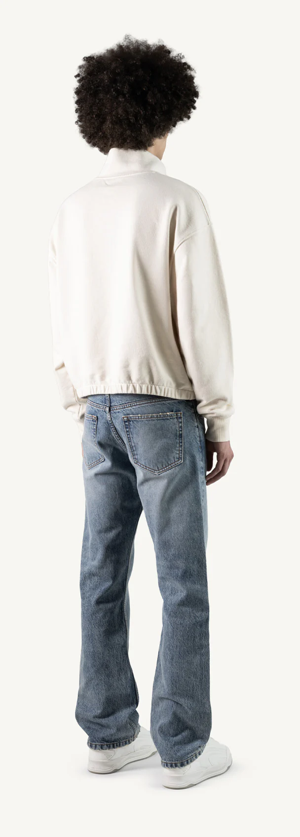 Vintage White Oversized Boxy 1/4-Zip Sweater. - Image 5