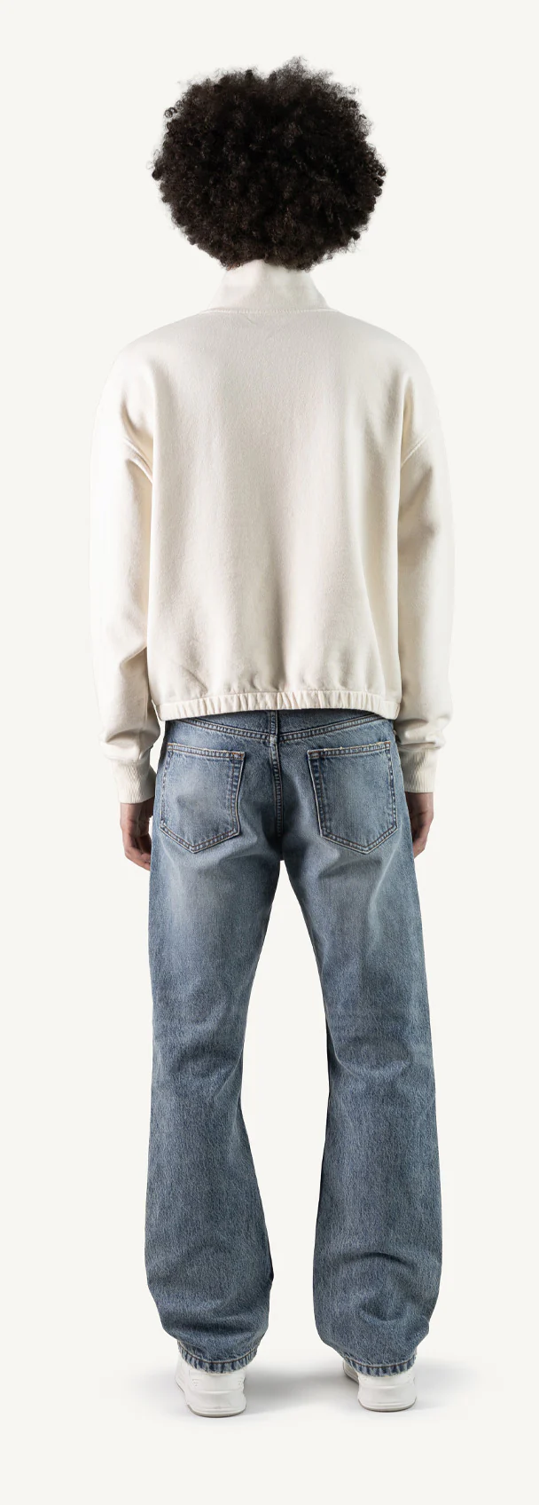 Vintage White Oversized Boxy 1/4-Zip Sweater. - Image 6