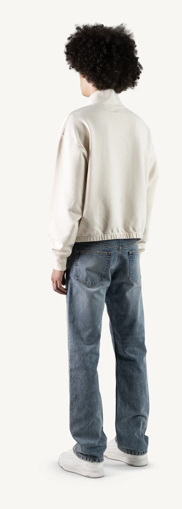 Vintage White Oversized Boxy 1/4-Zip Sweater. - Image 7